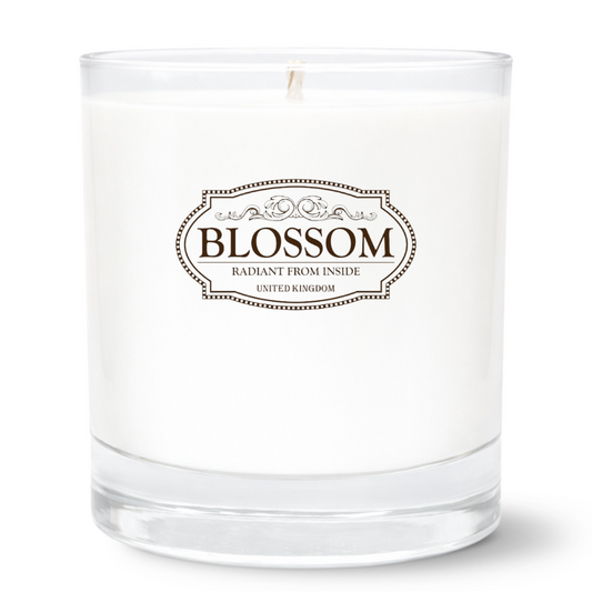 Blossom Radiant Soy Candle – 11oz Clear Glass Tumbler