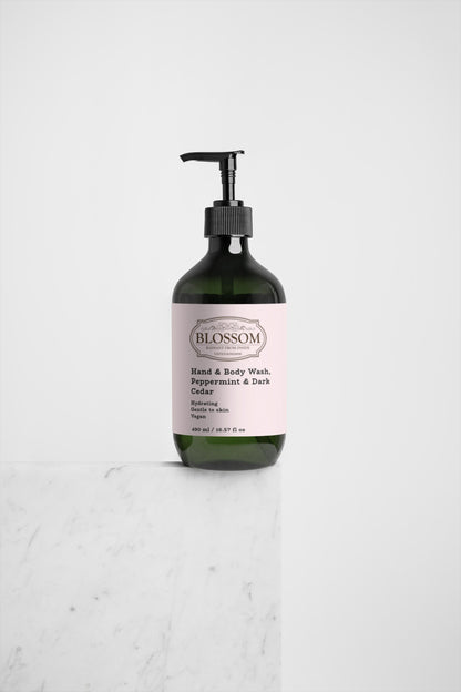 Blossom Hand & Body Wash, Peppermint & Dark Cedar